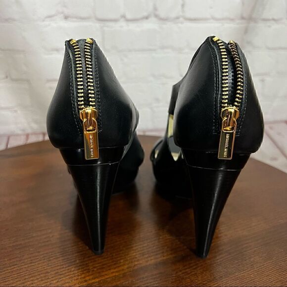 9.5 Michael by Michael Kors cross cross leather sandals with platform heels nwob - Picture 7 of 10